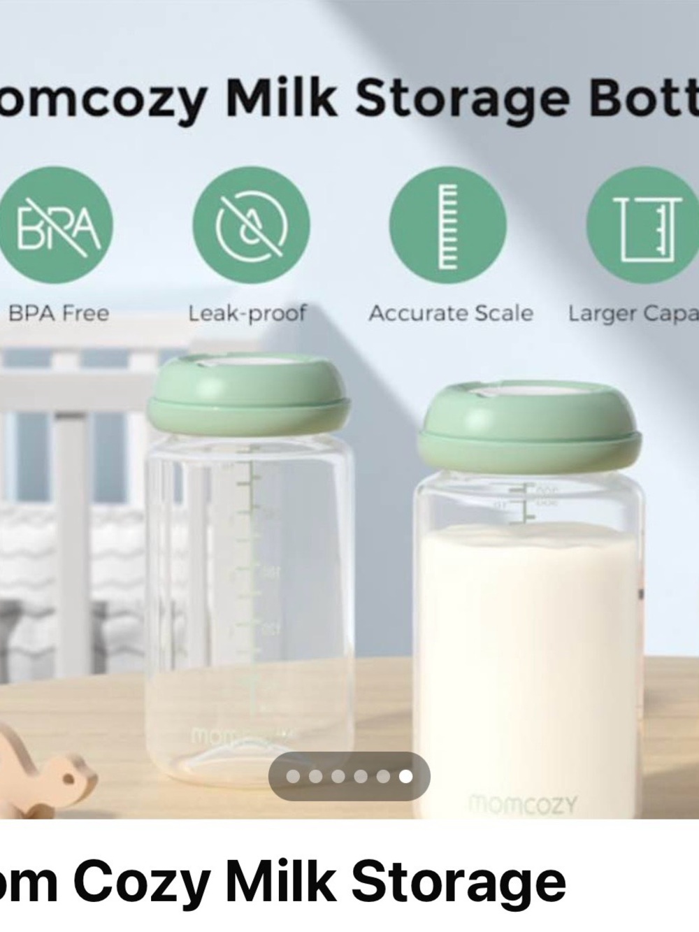16 Momcozy Milk Storage Bottle - Mint Green